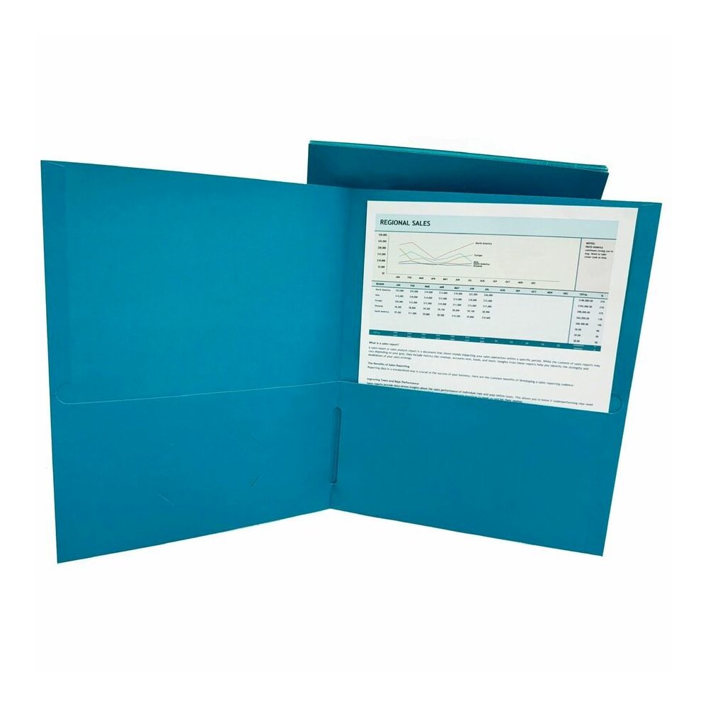 Business Source Letter Portfolio - 8 1/2" x 11" - 125 Sheets Capacity - 2 Inside Front & Back Pocket - Teal - 25 / Box. Picture 6