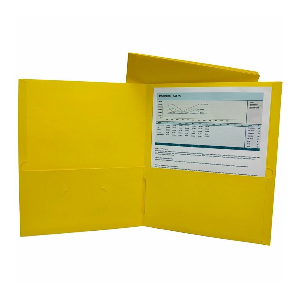 Business Source Letter Portfolio - 8 1/2" x 11" - 125 Sheets Capacity - Inside Front & Back Pocket - Yellow - Card Holder - 1 Box. Picture 6