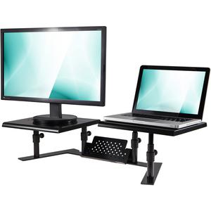 Allsop Metal Art ErgoTwin Height Adjustable Dual Monitor Stand - (31883) - 20 lb Load Capacity - 8.4" Height x 32" Width x 14" Depth - Desktop - Steel - Pearl Black. Picture 3