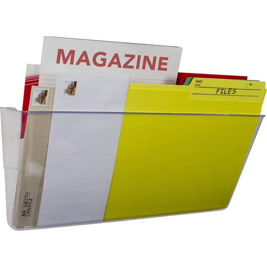 Storex Stacking Wall Pocket - 1 Pocket(s) - 7" Height x 4" Width16" Length - Stackable - Clear - Poly - 1 Each. Picture 3