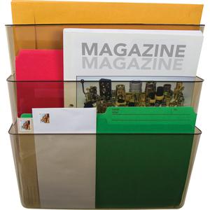 Storex Stacking Wall Pocket Set - 7" Height x 4" Width13" Length - Stackable - Smoke - Plastic - 7 / Set. Picture 3