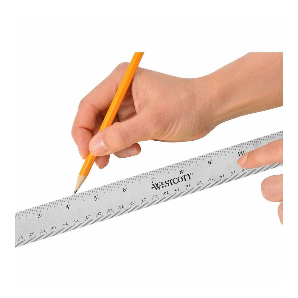 Westcott Stainless Steel Rulers - 15" Length x 1" Width - 1/16, 1/32 Graduations - Metric, Imperial Measuring System - Stainless Steel - Stainless Steel - 12 / Box. Picture 6