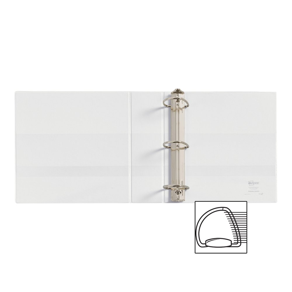 Avery&reg; Durable View Binders - EZD Rings - 3" Binder Capacity - Letter - 8 1/2" x 11" Sheet Size - 670 Sheet Capacity - 3 Ring - Fastener: D-Ring - Pocket: 4, Internal - Poly - White - Recycled - E. Picture 3