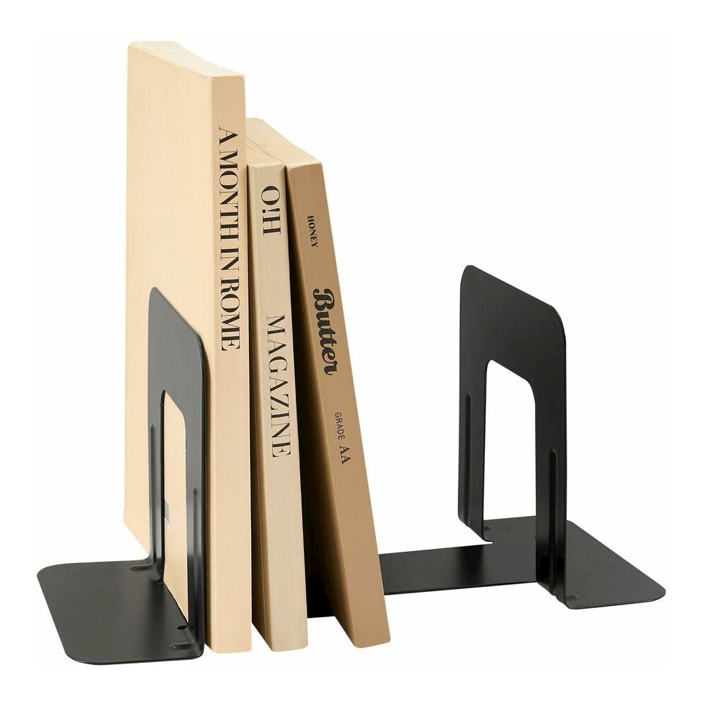 Business Source Heavy-gauge Steel Book Supports - 5.25" Height x 5" Width x 4.75" Depth - Desktop - Non-skid Base, Scratch Resistant, Stain Resistant - Black - Steel - 2/Pair - 6 / Box. Picture 6