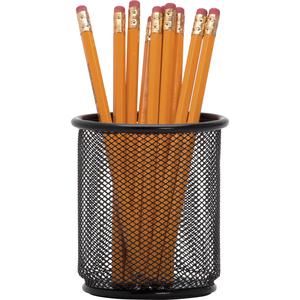 Lorell Mesh Wire Pencil Cup Holders - 3.5" Height x 3.9" Width - Steel - Black - 6 / Box. Picture 4