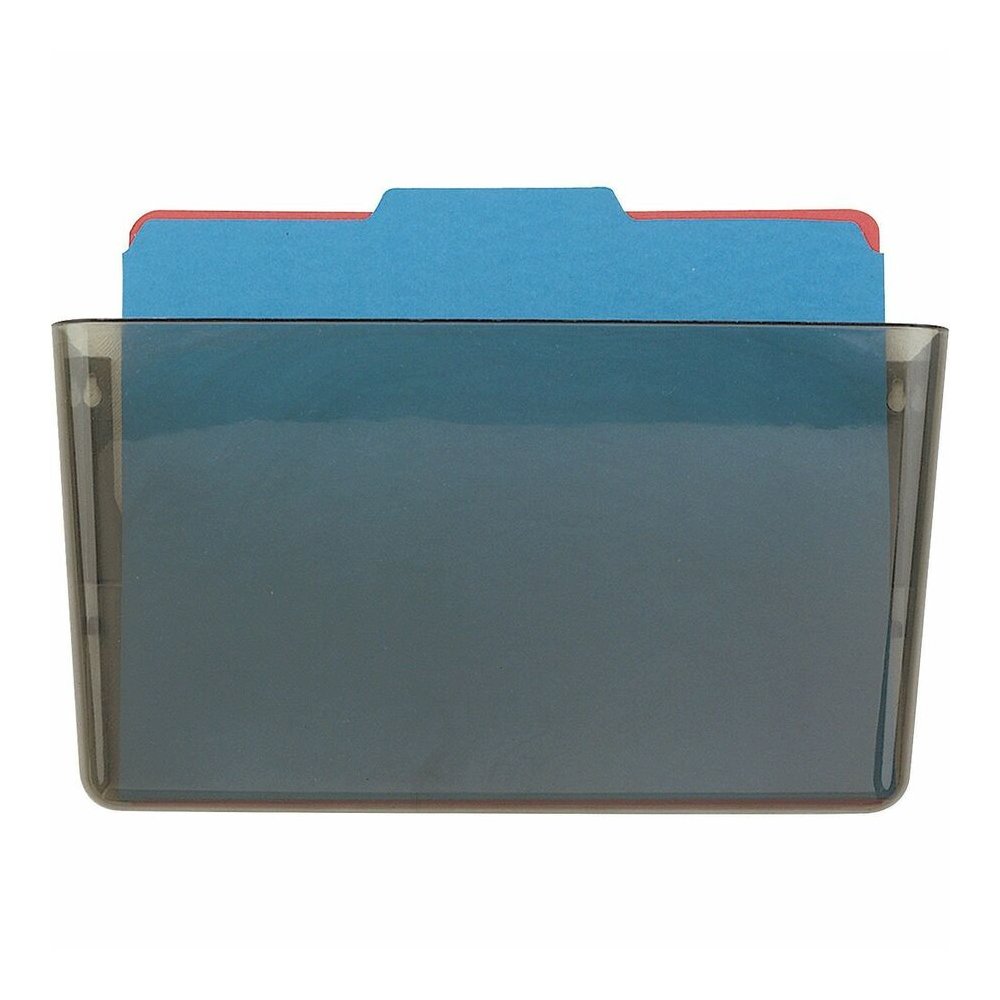 Officemate Mountable Wall File - 7" Height x 13" Width x 4.12" Depth - Smoke - Plastic - 4 / Carton. Picture 8