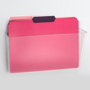 Officemate Mountable Wall File - 7" Height x 13" Width x 4.12" Depth - Clear - Plastic - 4 / Carton. Picture 2