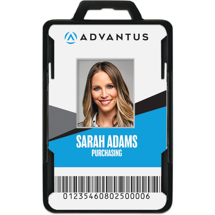 Advantus RFID Blocking Badge Holder - Support 2.13" x 3.38" Media - Vertical - Plastic - 20 / Pack - Black/Clear. Picture 4