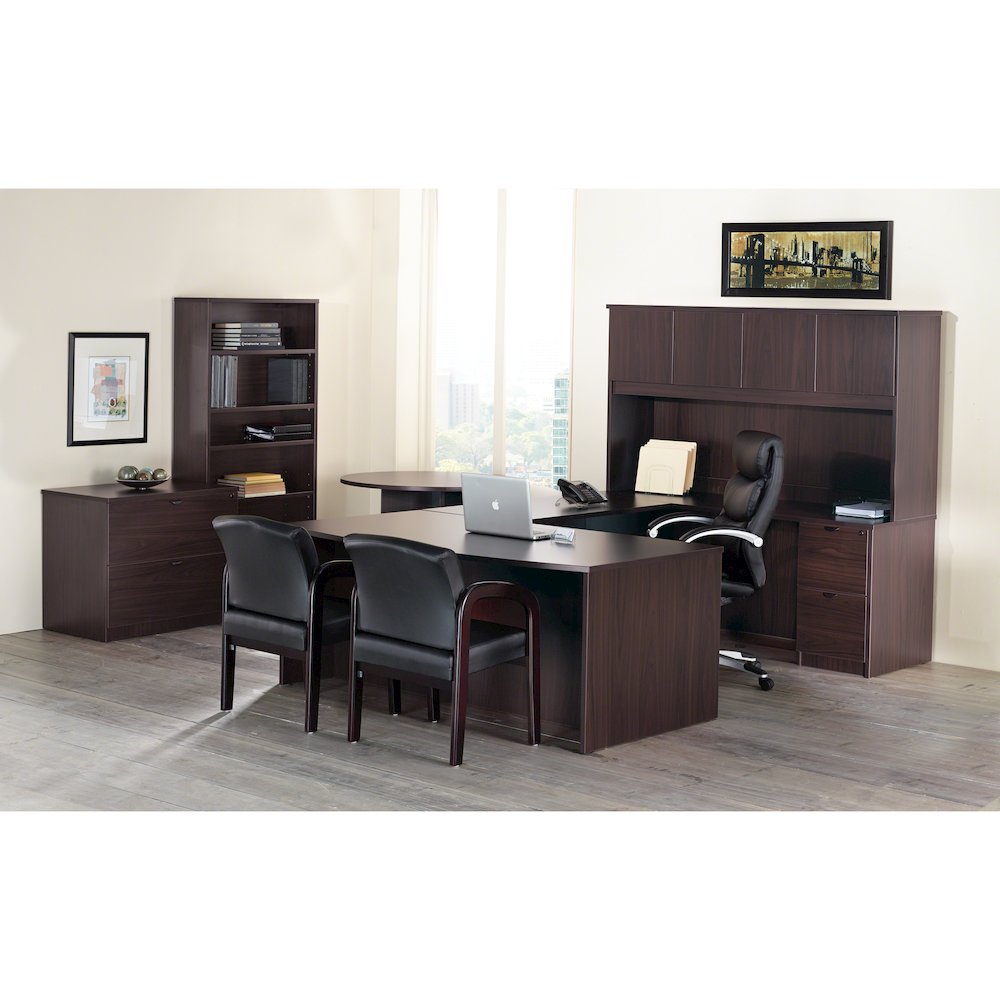 Lorell Prominence 2.0 Left-Pedestal Desk - 1" Thickness Top, 29" Height x 72" Width x 36" Depth - Total Drawer(s): 3 - Single Pedestal on Left Side - Band Edge - Material: Particleboard - Finish: Espr. Picture 4