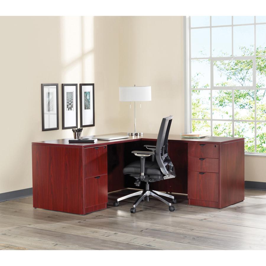 Lorell Prominence 2.0 Bowfront Right-Pedestal Desk - 1" Thickness Top, 29" Height x 72" Width x 42" Depth - Total Drawer(s): 3 - Single Pedestal on Right Side - Band Edge - Material: Particleboard - F. Picture 2