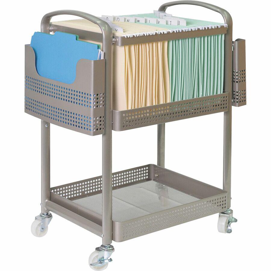 Lorell Mobile File Cart - 12.50" Length x 22.40" Width x 25.25" Height - Metal Frame - Champagne Gold - 1 Each. Picture 2