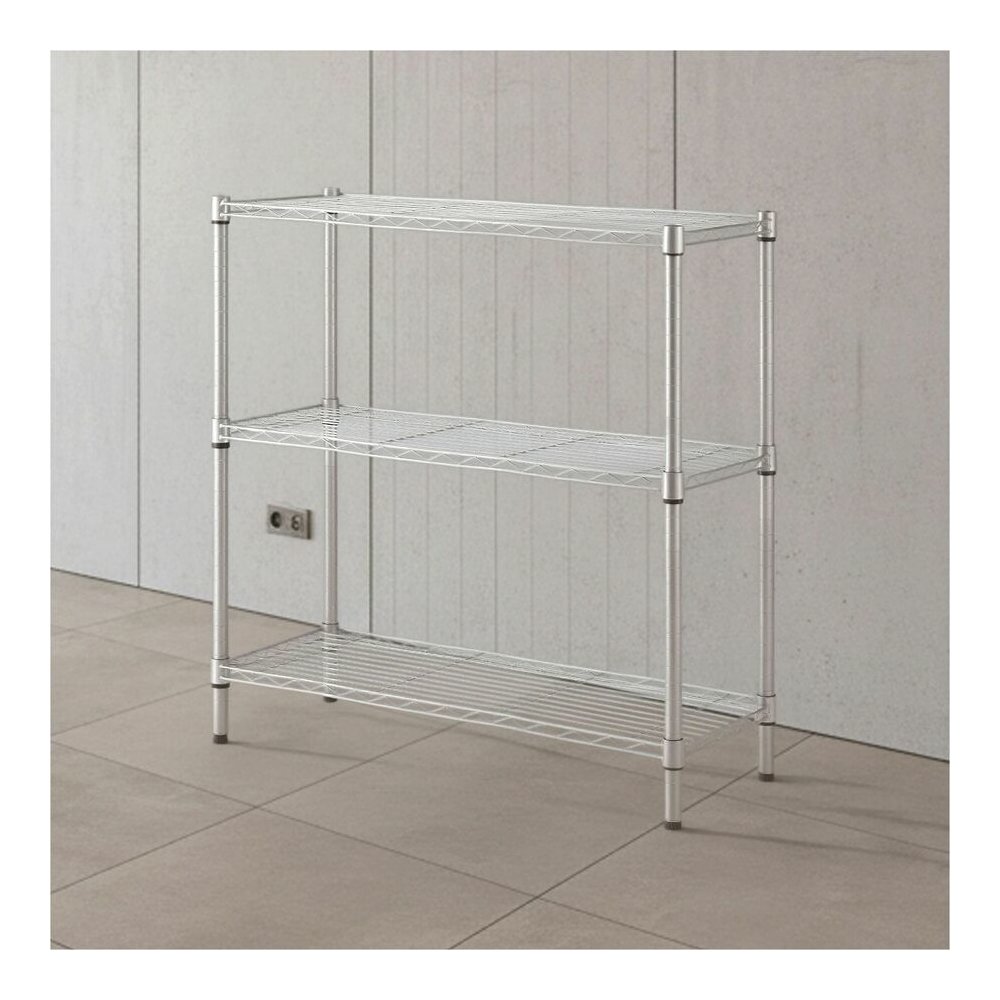 Lorell Light-Duty Wire Shelving - 3 Tier(s) - 36" Height x 36" Width x 14" Depth - Floor - Sturdy - Epoxy - Silver - Plastic, Metal, Steel - 1 Each. Picture 2