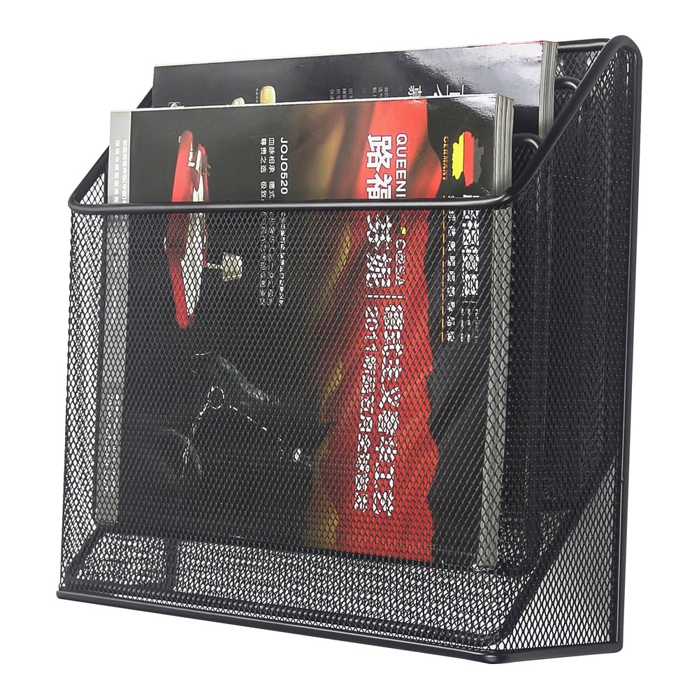 Lorell Mesh Desktop Organizer - 3 Tier(s) - 11.42" Height x 3.54" Width x 12.72" Length - Desktop - Durable - Black - Metal - 1 Each. Picture 3