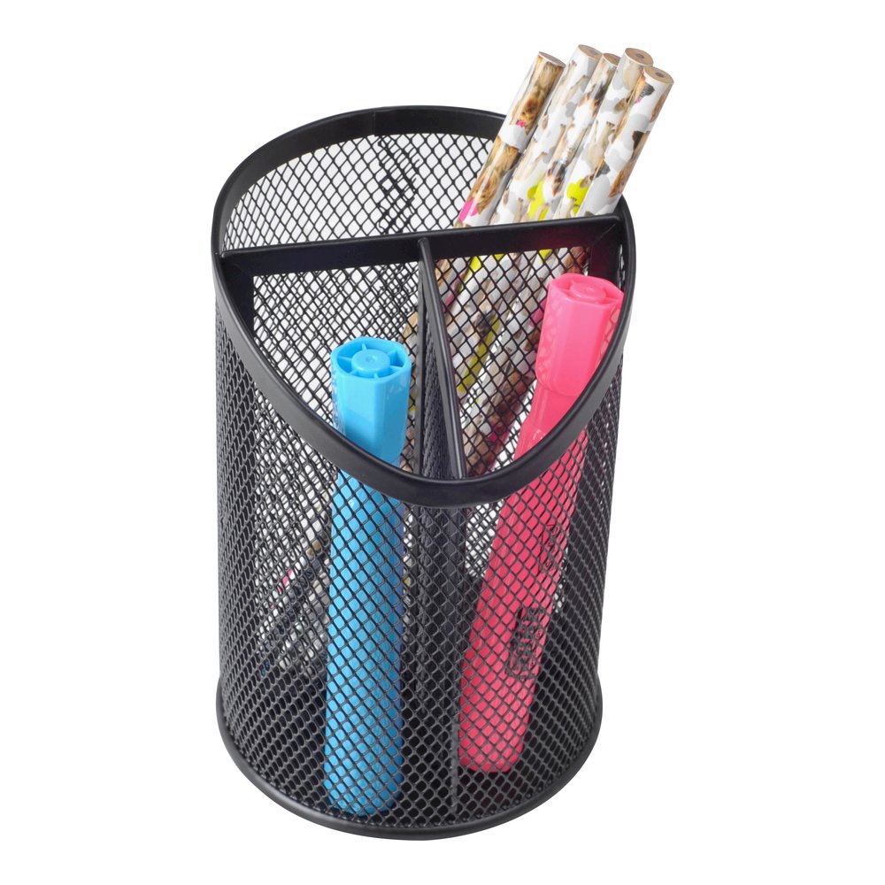 Lorell Mesh Desktop Organizer - 6.10" Height x 4.10" Width x 4.10" Length - Desktop - Durable, Snag Proof - Black - Metal - 1 Each. Picture 7