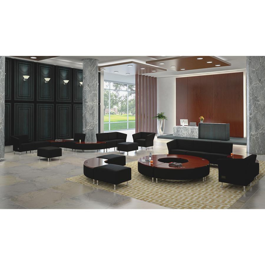 Lorell Fuze Modular Series Square Lounge Chair - Black Seat Color - Leather Seat Material - Black Back Color - Leather Back Material - Brushed Aluminum Frame Material - High Back - 1 Each. Picture 2