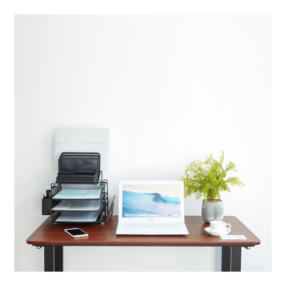 Lorell Divided 4-tier Desktop Organizer - 4 Tier(s) - 15.75" Height x 12.87" Width x 14.37" Depth - Desktop - Black - Plastic, Mesh - 1 Each. Picture 7