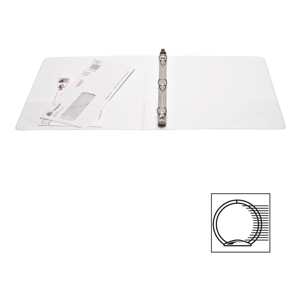 Business Source Round-ring View Binder - 1/2" Binder Capacity - Letter - 8 1/2" x 11" Sheet Size - 125 Sheet Capacity - Fastener: Round Ring - Pocket: 2, Internal - Polypropylene - White - Sturdy, Non. Picture 4