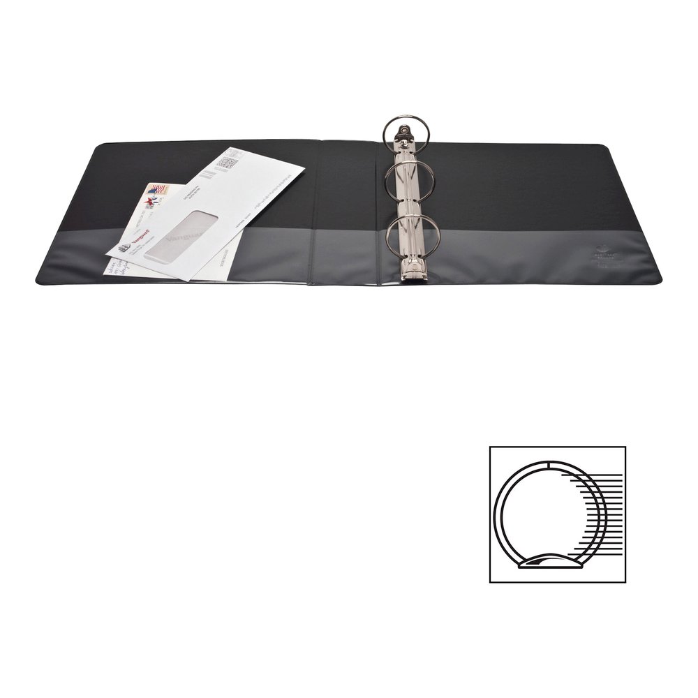 Business Source Round-ring View Binder - 2" Binder Capacity - Letter - 8 1/2" x 11" Sheet Size - 475 Sheet Capacity - Fastener: Round Ring - Pocket: 2, Internal - Polypropylene - Black - Wrinkle-free,. Picture 6