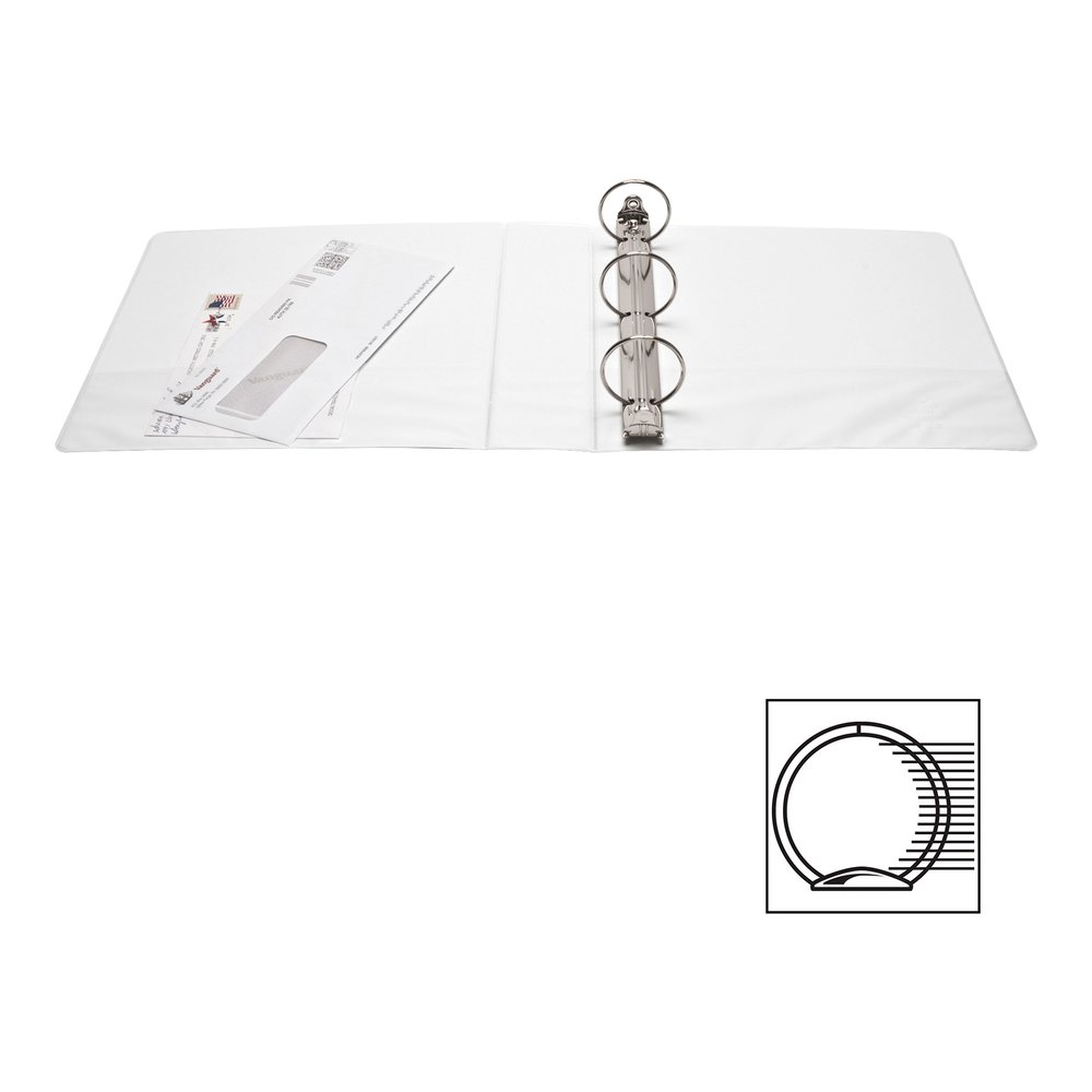 Business Source Round-ring View Binder - 2" Binder Capacity - Letter - 8 1/2" x 11" Sheet Size - 475 Sheet Capacity - Fastener: Round Ring - Pocket: 2, Internal - Polypropylene - White - Wrinkle-free,. Picture 6