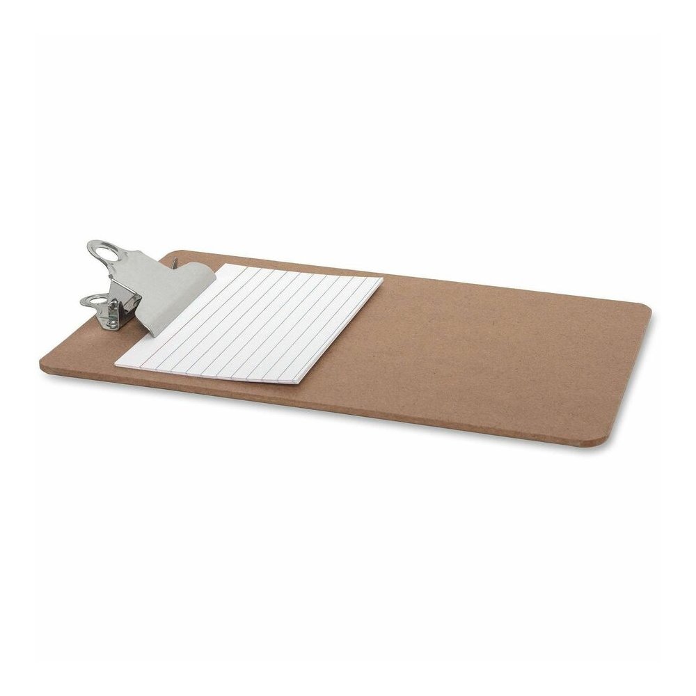 Business Source Mini Clipboard with Standard Metal Clip - Standard - 6" x 9" Sheet Size - Hardboard - Brown - 12 / Box. Picture 2