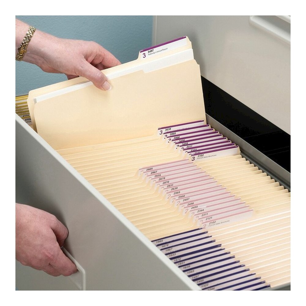 Smead 1/3 Tab Cut Letter Recycled Top Tab File Folder - 8 1/2" x 11" - 3/4" Expansion - Top Tab Location - Assorted Tab Position - 11 pt. - 1 Plys - Manila - Sturdy, Rounded Corner - 10% Recycled - 10. Picture 8