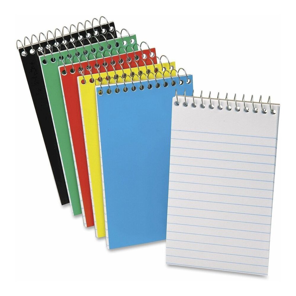 Ampad Topbound Memo Notebooks - 50 Sheets - Wire Bound - 3" x 5" Sheet Size - White Paper - Assorted Pressboard Cover - Rigid, Mediumweight - Recycled - 5 / Bundle. Picture 3