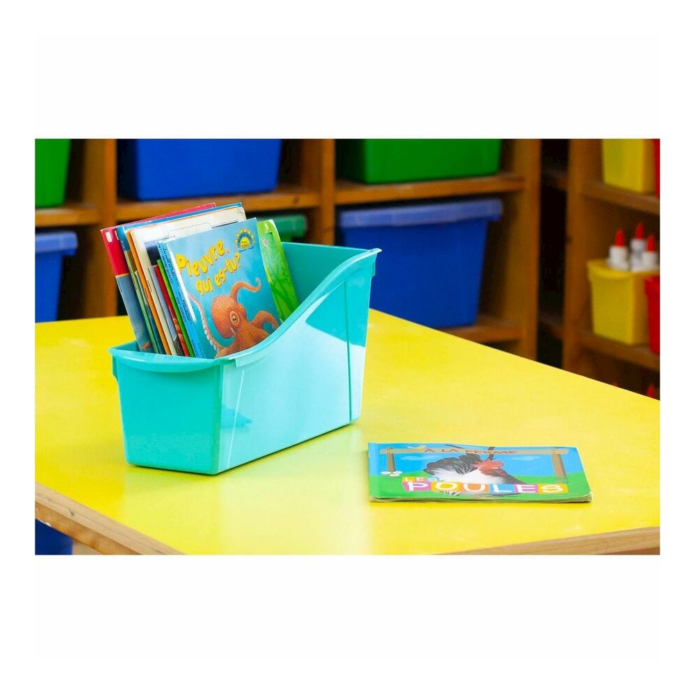 Storex Book Bins - 7" Height x 5.3" Width14.3" Length - Sturdy - Black - Plastic - 6 / Carton. Picture 2