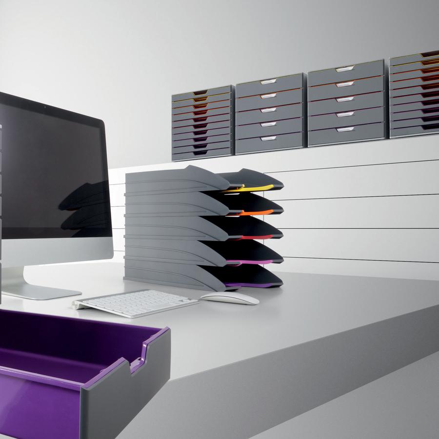 DURABLE VARICOLOR Desk Tray - Desktop - Stackable, Front Cut-out - Gray - Plastic - 1 Pack. Picture 2