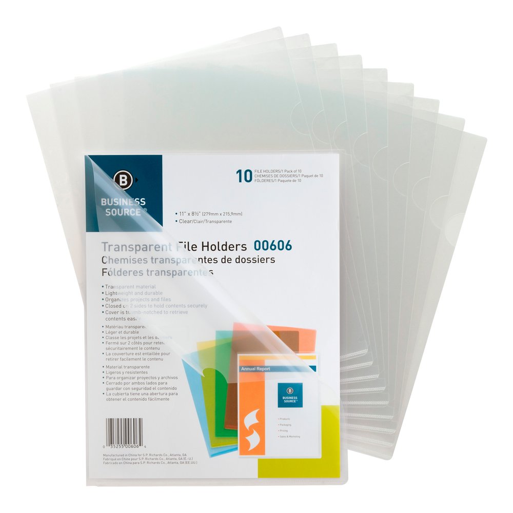 Business Source Letter File Sleeve - 8 1/2" x 11" - 20 Sheets Capacity - Clear - Water Resistant, Transfer Safe, Lightweight, Transparent - 10/Pack - 5 / Box. Picture 7