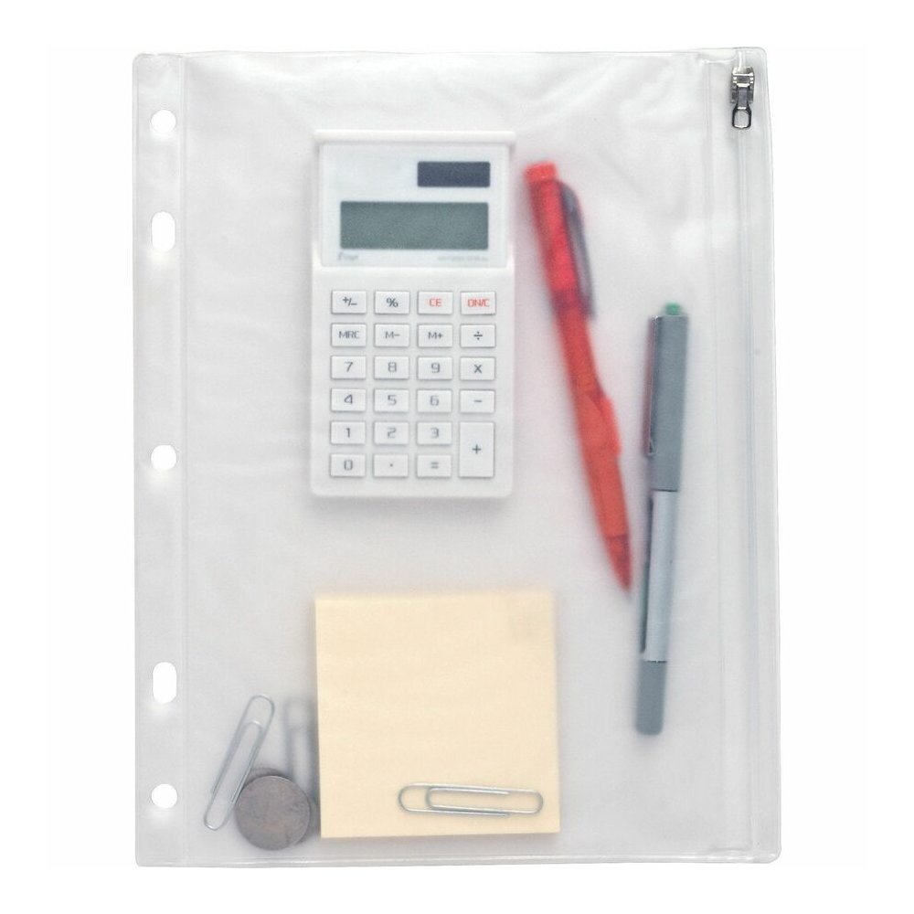 Business Source Punched Economy Binder Pocket - 10" Height x 8" Width - 7 x Holes - Ring Binder - Clear - Plastic - 24 / Box. Picture 3
