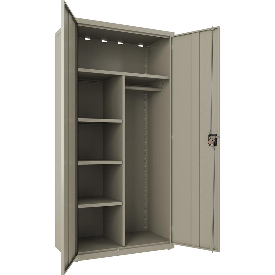 Lorell Fortress Series Wardrobe Cabinet - 18" Length x 36" Width x 72" Height - 2 x Door(s) - Locking Door - Putty - Steel - Yes. Picture 2