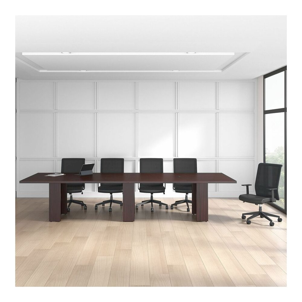 Lorell Prominence 2.0 Modular Table Base with Door - Mahogany Base - 28" Height x 24" Width x 8" Depth - Office - Assembly Required - Laminate Base Material - 1 Each. Picture 5
