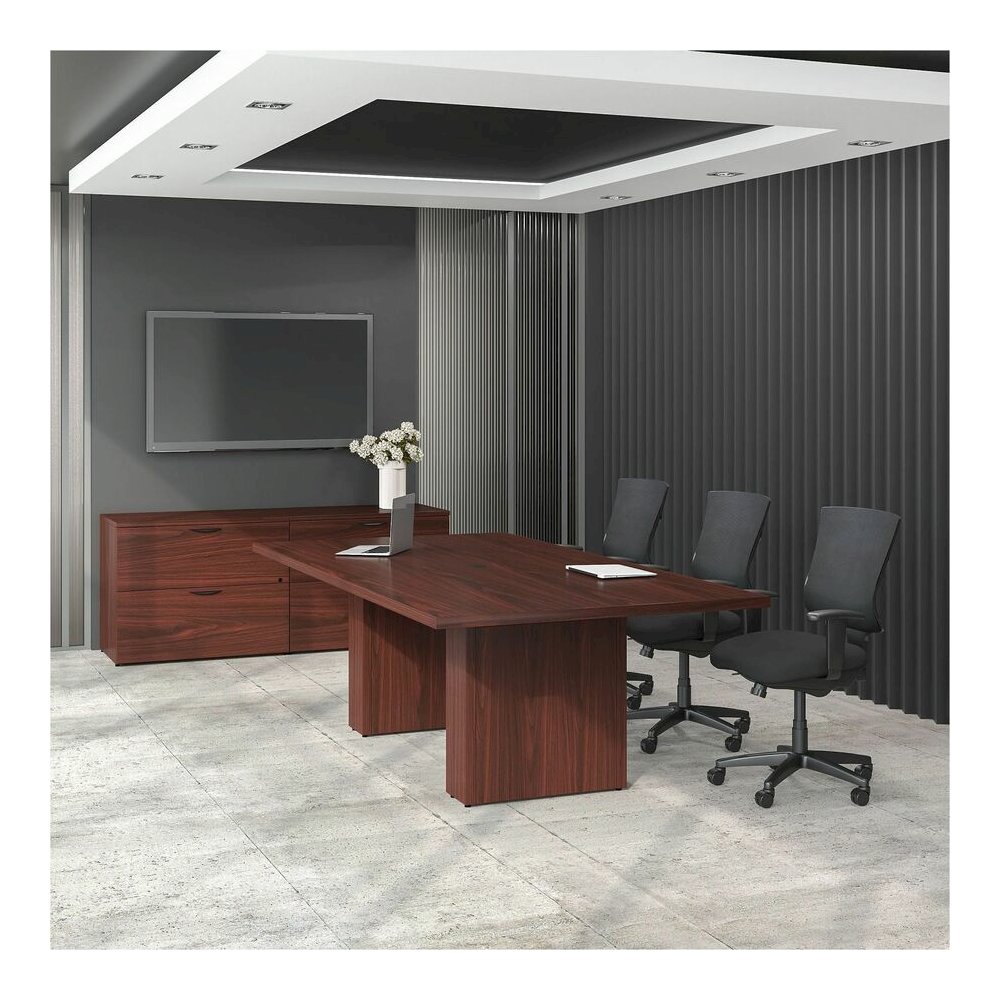 Lorell Prominence 2.0 Rectangular Conference Tabletop - Mahogany Rectangle, Laminated Top - 60" Table Top Width x 48" Table Top Depth x 1.50" Table Top Thickness - Conferencing, Office - Assembly Requ. Picture 7