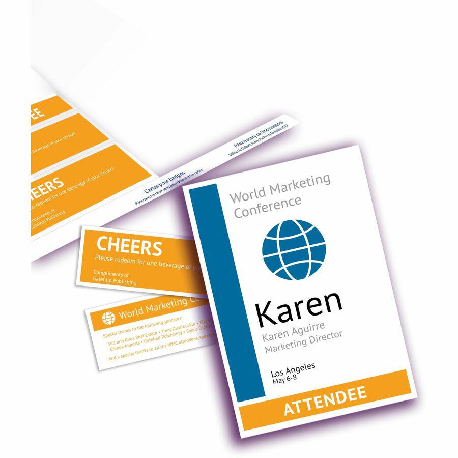 Avery&reg; Vertical Name Badge and Ticket Insertsfor Laser and Inkjet Printers - 1 / Box - 4.3" Width - Rectangular Shape - Printable, Insertable, Printable, Easy to Use, Laminated, Micro Perforated, . Picture 2