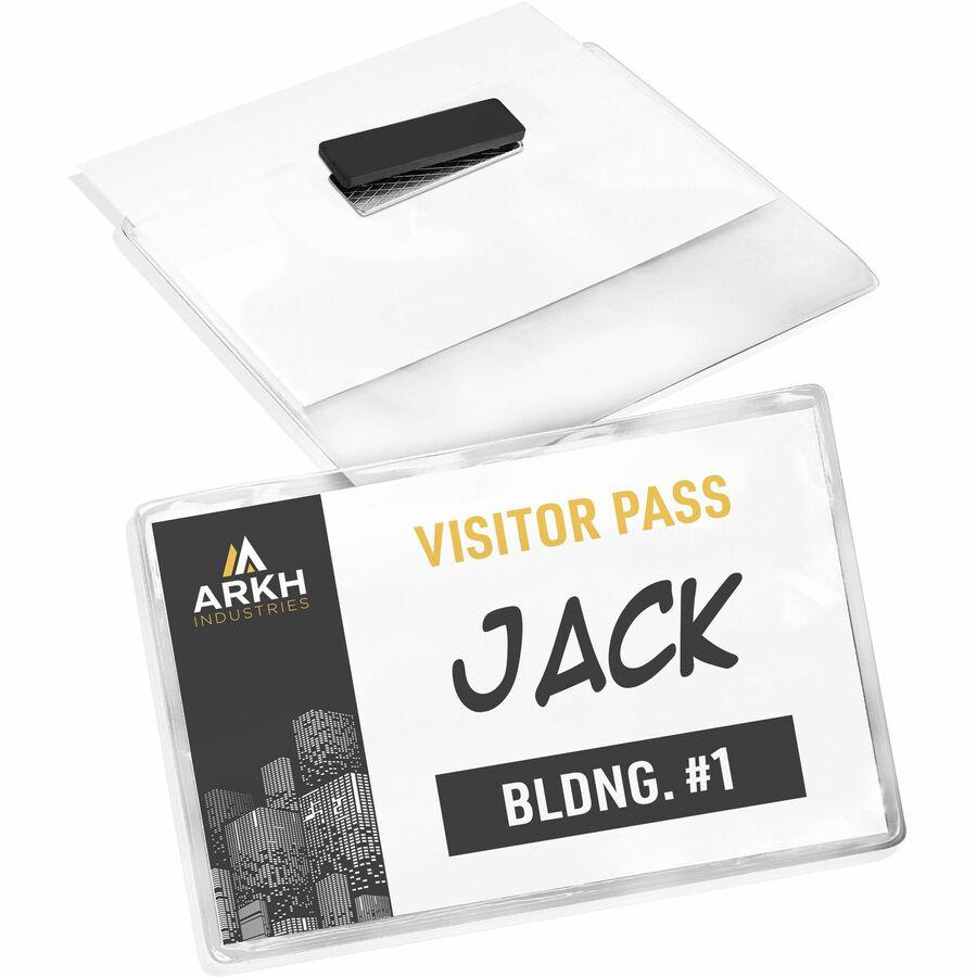 Avery&reg; Secure Magnetic Name Badges with Durable Plastic Holders and Heavy-duty Magnets - 1 / Pack - 4" Width - Rectangular Shape - Pocket - Micro Perforated, Insertable, Magnetic, Durable, Reusabl. Picture 2