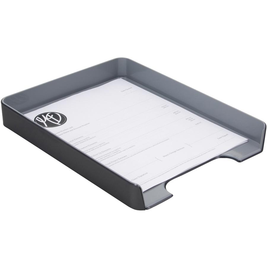 Advantus Fusion Letter Tray - 1.7" Height x 10" Width12.8" Length%Desktop - Black - Plastic - 1 Each. Picture 2