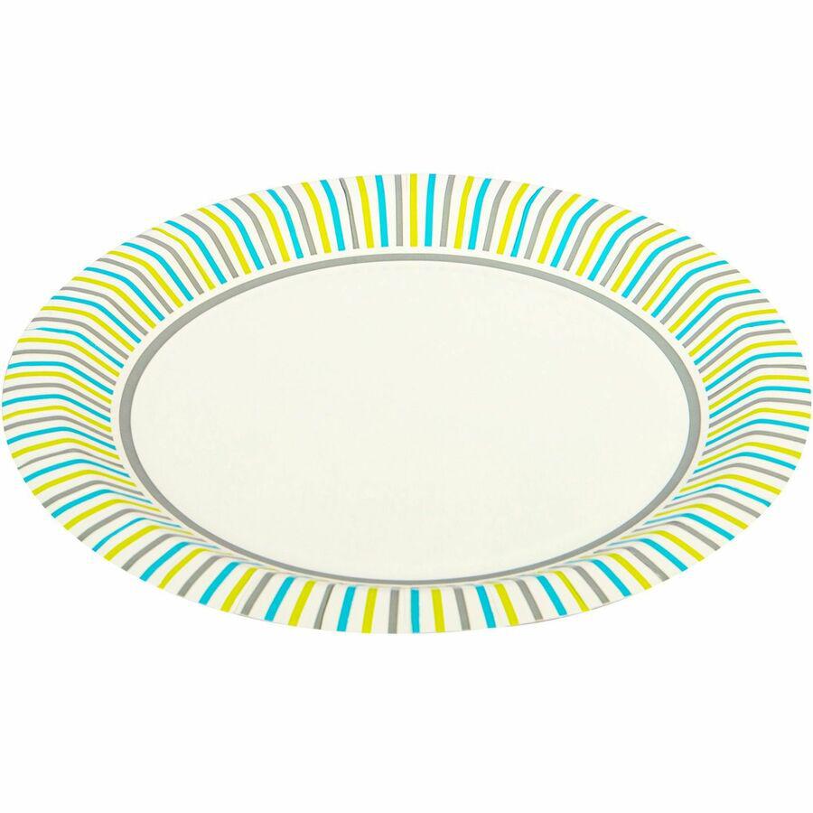 Genuine Joe 10" Printed Paper Plates - Disposable - 10" Diameter - Multi - 125 / Pack. Picture 2