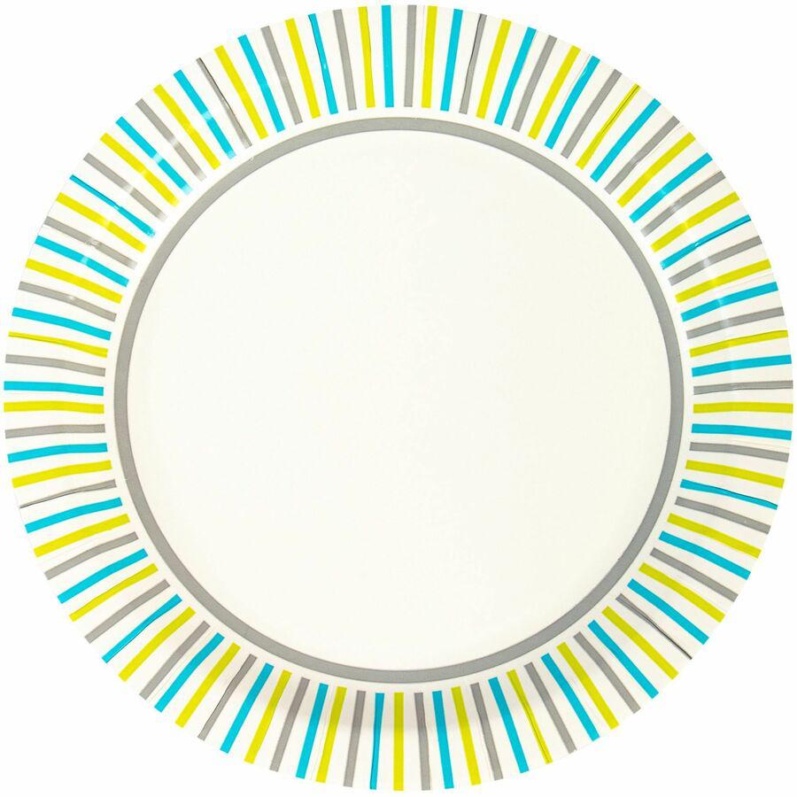 Genuine Joe 9" Printed Paper Plates - Disposable - 9" Diameter - Assorted - 125 / Pack. Picture 2