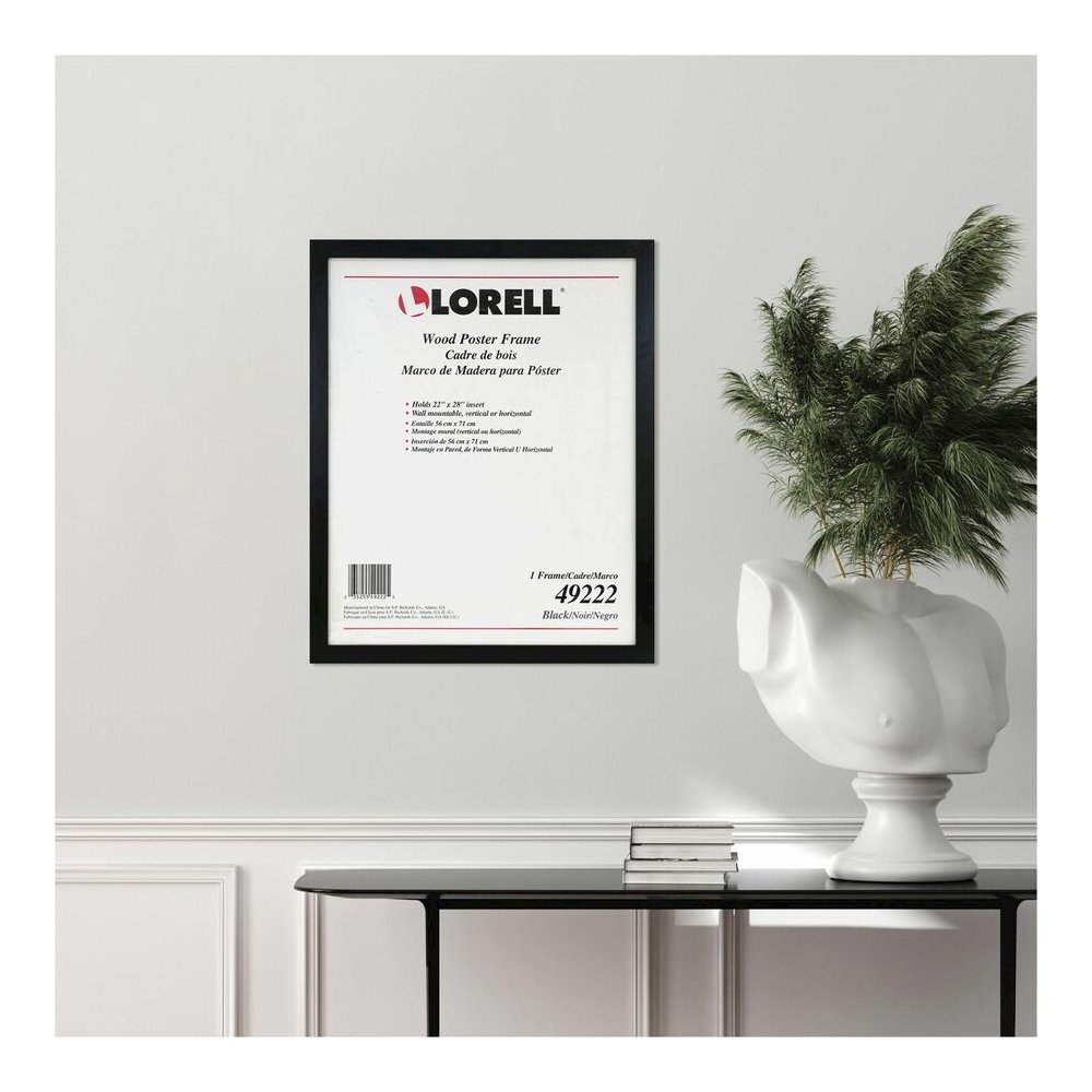 Lorell Solid Wood Poster Frame - 22" x 28" Frame Size - Rectangle - Horizontal, Vertical - Black - 1 Each. Picture 2