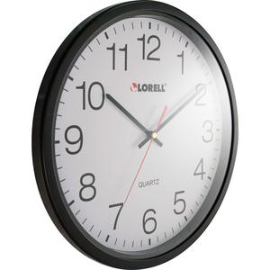 Lorell 12-1/2" Slimline Wall Clock - Analog - Quartz - Black Case - Modern Style. Picture 5