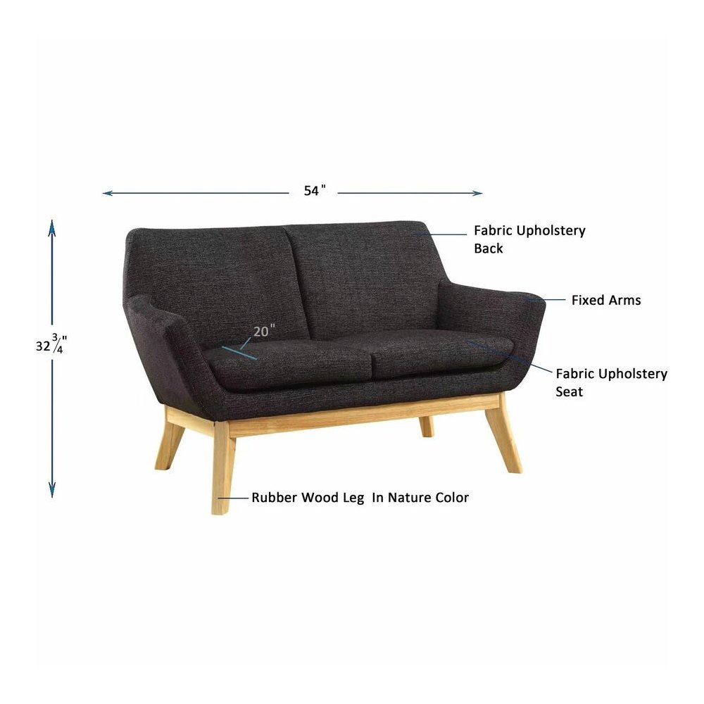 Lorell Quintessence Collection Loveseat - 32.8" Height x 19.8" Width x 53.1" Length - Finish: Black - 1 Each. Picture 7