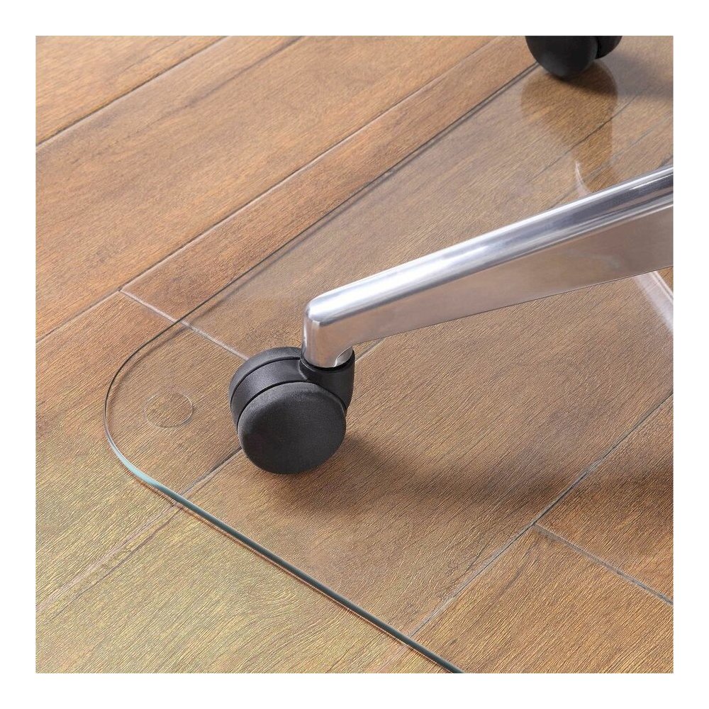 Lorell Tempered Glass Chairmat - Carpet, Hardwood Floor, Marble - 50" Length x 44" Width x 0.250" Thickness - Rectangular - Tempered Glass - Clear - 1 Each. Picture 3