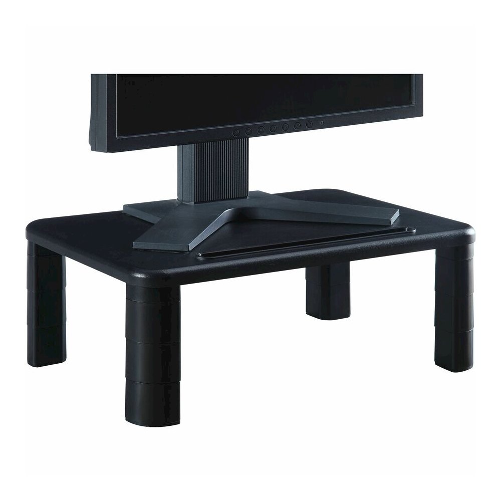 Lorell Height-Adjustable Monitor Riser - 4" Height x 19.75" Width - Desktop - Black. Picture 3
