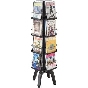 Safco Onyx Mesh Rotating Magazine Stand - 16 Pocket(s) - 58.56" Height x 18.25" Width x 18.25" Depth - Floor - 28% Recycled - Black - Steel, Polyvinyl Chloride (PVC) - 1 Each. Picture 3