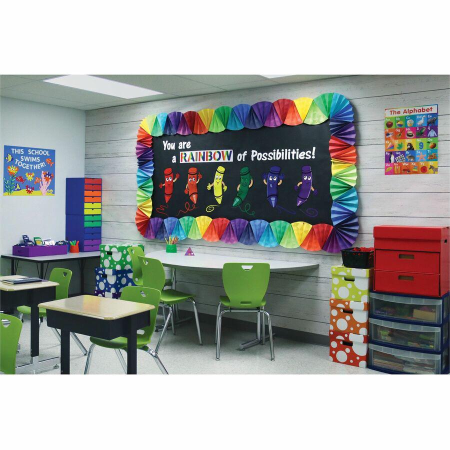 Fadeless Shiplap Design Board Art Paper - Fun and Learning, Classroom, Bulletin Board, Display, Craft, Art, Table Skirting, Decoration - 48"Height x 2"Width x 50 ftLength - 1 / Roll - Assorted. Picture 2
