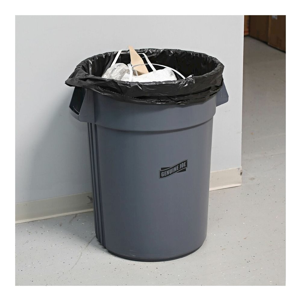 Genuine Joe Heavy-Duty Trash Can Liners - 60 gal Capacity - 56" Length x 39" Width x 1.50 mil (38 Micron) Thickness - Low Density - Black - Plastic Resin - Waste, Debris, Can - 50/Box - 96 / Pallet. Picture 6