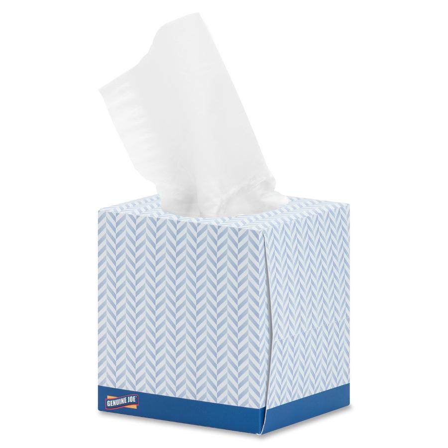 Genuine Joe Cube Box Facial Tissue - 2 Ply - Interfolded - White - 85/Box - 48 / Pallet. Picture 2