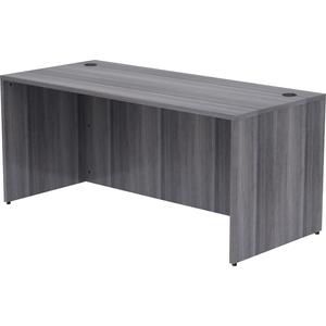 Lorell Essentials Series Rectangular Desk Shell - 29.5" Height x 66" Width x 30" Depth, 1" Thickness Top - Laminate, Weathered Charcoal Table Top - Grommet, Durable, Modesty Panel, Adjustable Floor Gu. Picture 8
