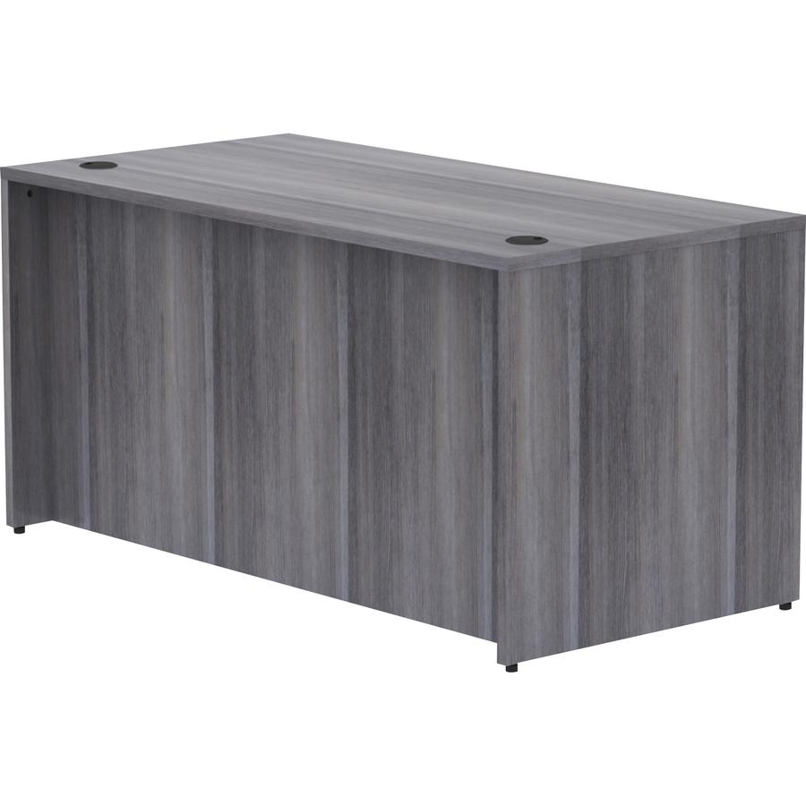 Lorell Essentials Series Rectangular Desk Shell - 60" x 30"29.5" , 1" Top - Laminate, Weathered Charcoal Table Top - Grommet. Picture 2