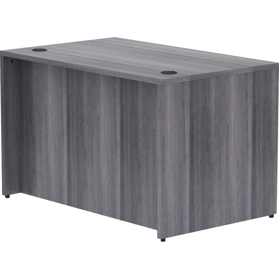 Lorell Essentials Series Rectangular Desk Shell - 29.5" Height x 48" Width x 30" Depth, 1" Thickness Top - Laminate, Weathered Charcoal Table Top - Grommet, Durable, Modesty Panel, Adjustable Floor Gu. Picture 2